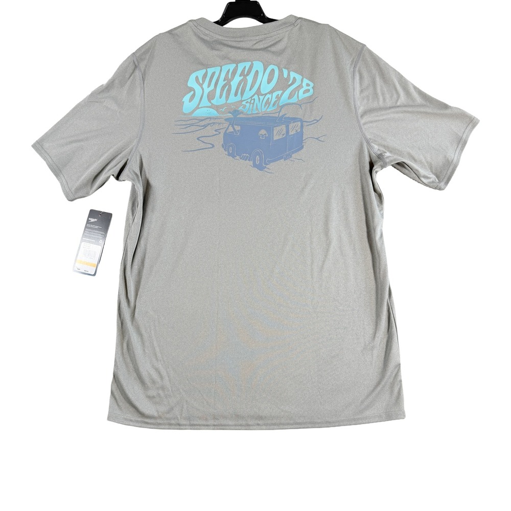 Speedo Swim Shirt Rash Guard Monument Gray Surf Van Size S NWT